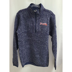 Atlanta Braves MLB Quarter Zip Sweater Pullover Men's Size Small Navy Blue